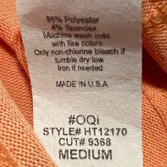 Hopely popover top orange knit raw seaming short sleeve loose fit tunic tee Sz M - Picture 9 of 9